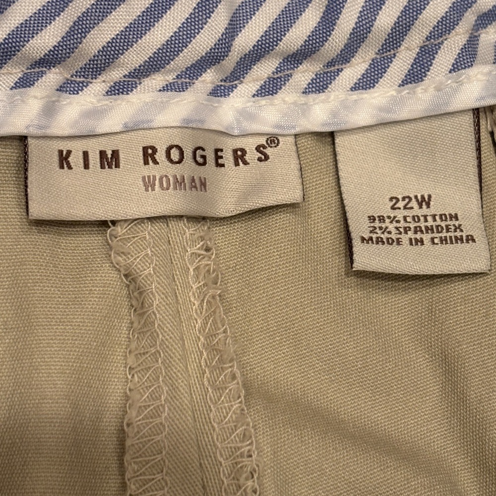 Kim Rogers Women's Solid Chino Capri Pants Shannon Fit Size 22W Beige - Picture 4 of 6